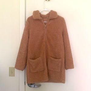uniqlo pink teddy fleece coat